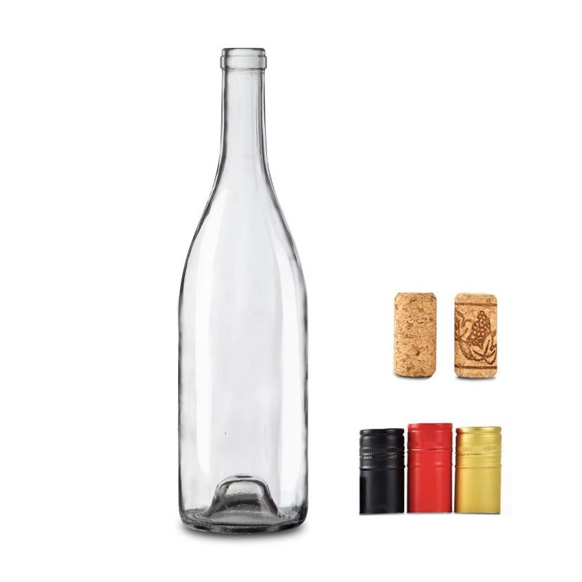 გამჭვირვალე საცობიანი შინდისფერი ბოთლი